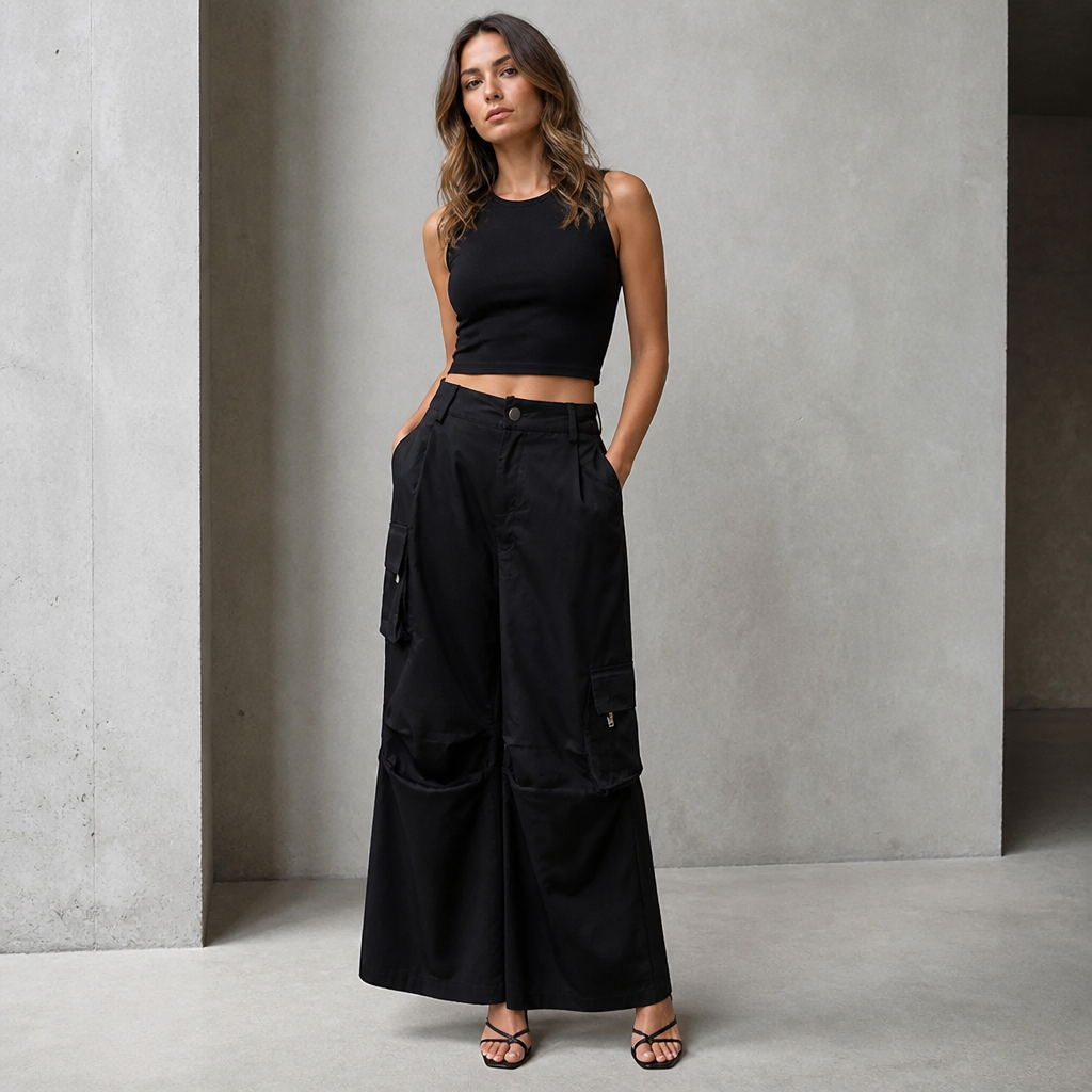 Calça Cargo Wide Leg