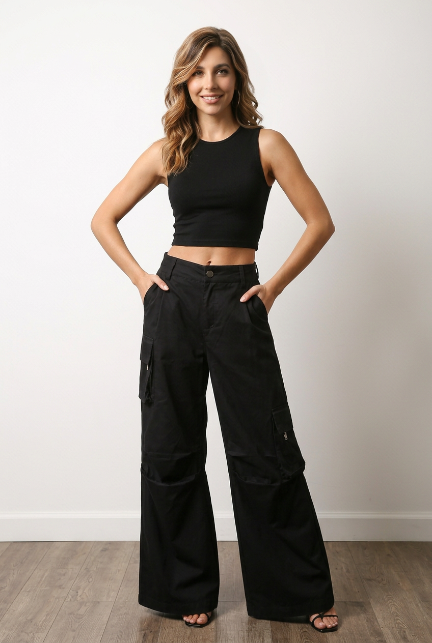 Calça Cargo Wide Leg